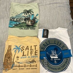 3 short sleeved, large mens Salt life t-shirts.